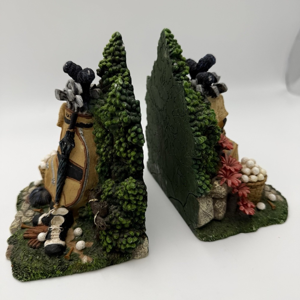 VTG Golf Bookends 3D Resin Golf Bag Clubs Country Club Decor English Cottage